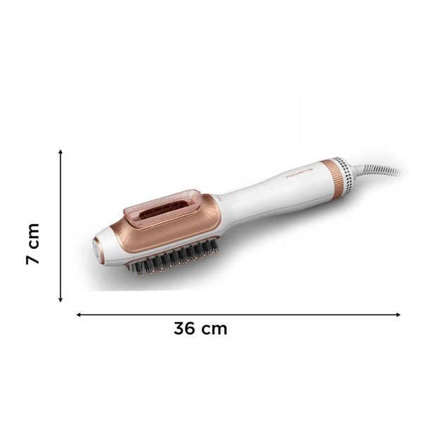 Uscator de par si perie cu aer cald Rowenta Reverso 2 in 1 CF9820F0, 1200W, 2 trepte de viteza si temperatura, husa transport inclusa, alb & auriu