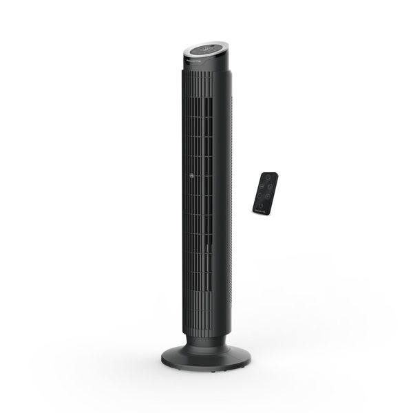 Ventilator turn Rowenta Eole Silence Force VU7020F0, 8 trepte de viteza, motor Effitech®, timer 8 ore, functie de noapte, ecran LED, oprire automata, telecomanda inclusa, negru