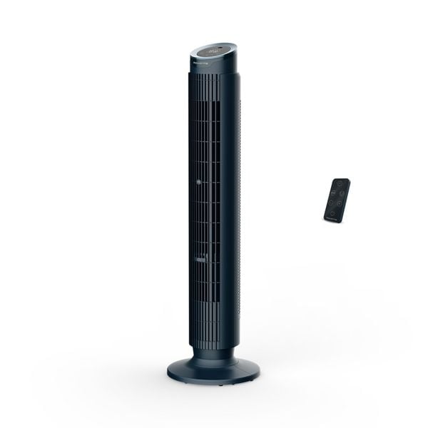 Ventilator turn Rowenta Eole Silence Force VU7050F0, 12 trepte de viteza, motor Effitech&reg;, ecran LED, difuzor de arome incorporat, oprire automata, timer 8 ore, functie de noapte, telecomanda inclusa, negru