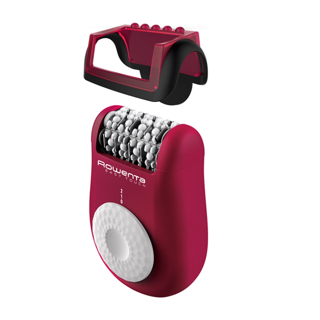 Epilator Rowenta Easy Touch EP1120F1, 2 trepte de viteza, 24 de pensete, sistem de masaj cu bile, accesoriu incepatori, roz-inchis