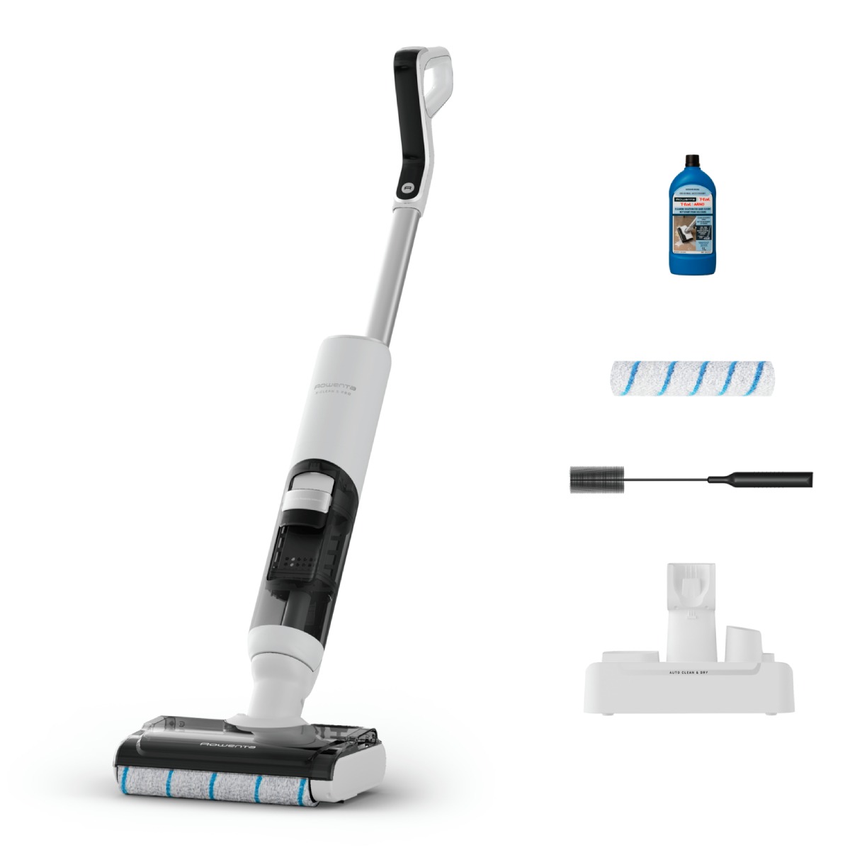 Aspirator cu spalare Rowenta X-Clean 5 Pro GZ5435E0, 250 W, 530 RPM, pana la 50 min autonomie, ecran LED, functie uscare & autocuratare, tehnologie an