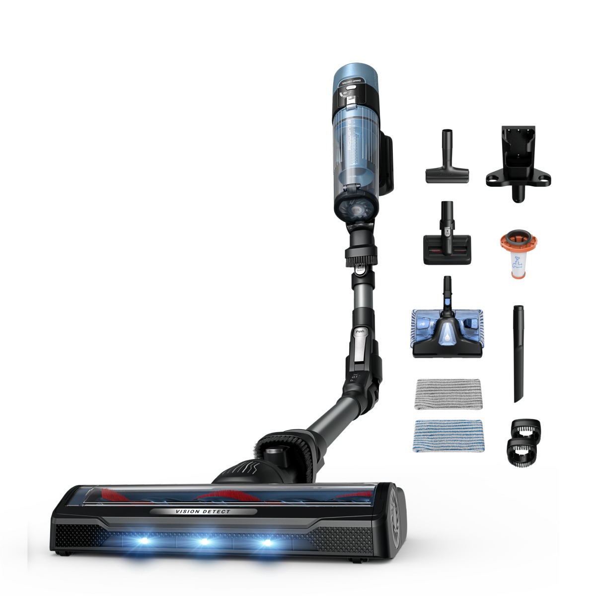 Aspirator vertical fara fir Rowenta X-Force Flex 10.80 Aqua RH7AD5E0, 300 W, 120 air watts, autonomie 60 minute, recipient praf 0.44L, functie boost,