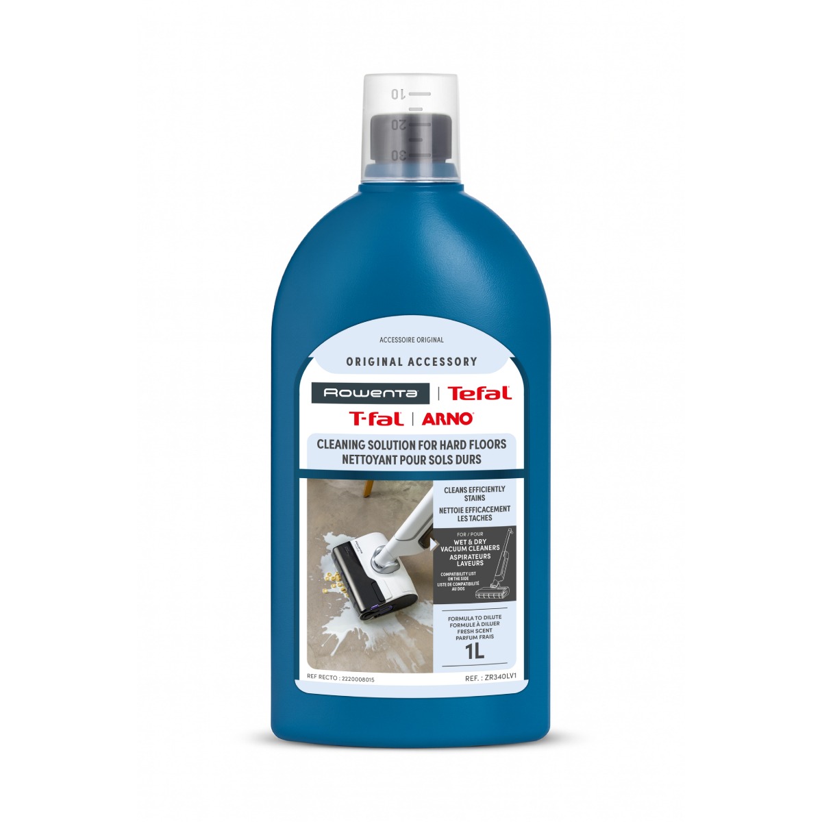 Detergent pentru aspirator cu spalare Rowenta ZR340LV1, pentru podele dure, 1 litru, compatibil cu aspiratoarele cu spalare Rowenta X-Clean 2, X-Clean
