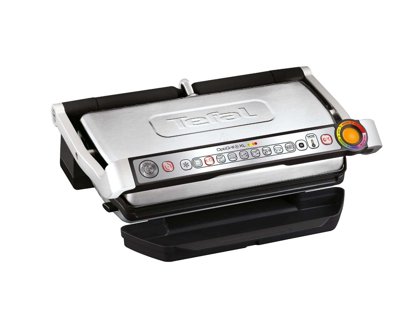 Gratar electric Tefal OptiGrill+ XL Snacking & Baking GC724D12, 9 programe, indicator nivel gatire, mod manual 4 nivele, placi antiaderente din alumin
