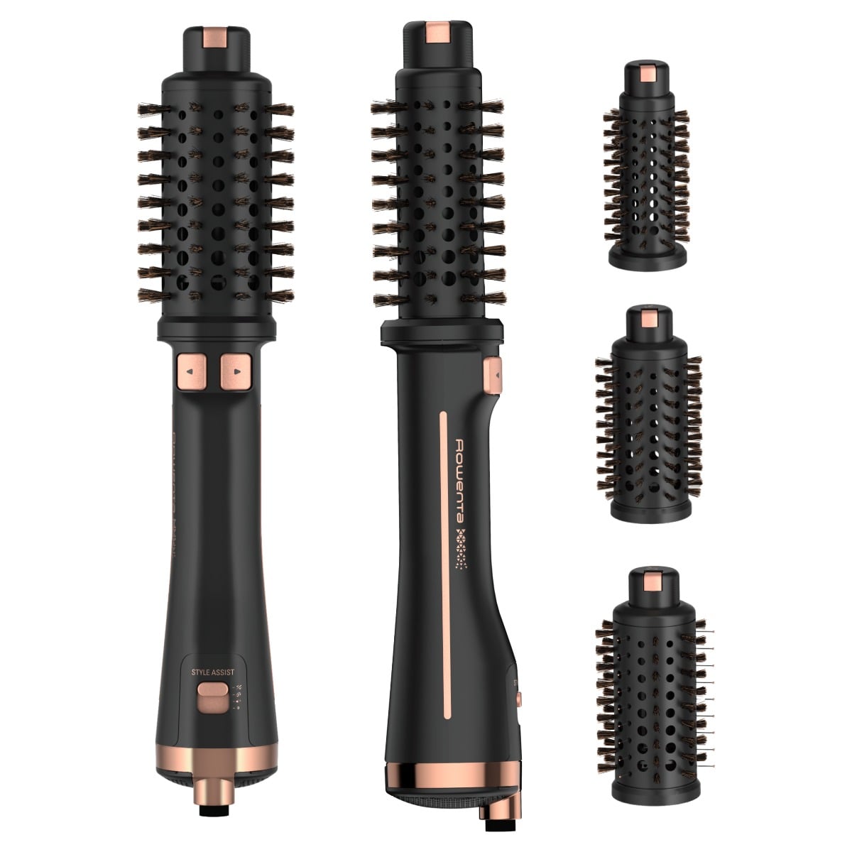 Peria rotativa cu aer cald Rowenta Ultimate Experience CF9620F0, 3 trepte temperatura, Functia avansata Style Assist, Negru/ Auriu