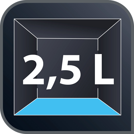 Capacitate mare a recipientului pentru praf