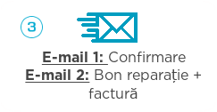 Réception de la confirmation de commande, du bon de réparation et de la facture